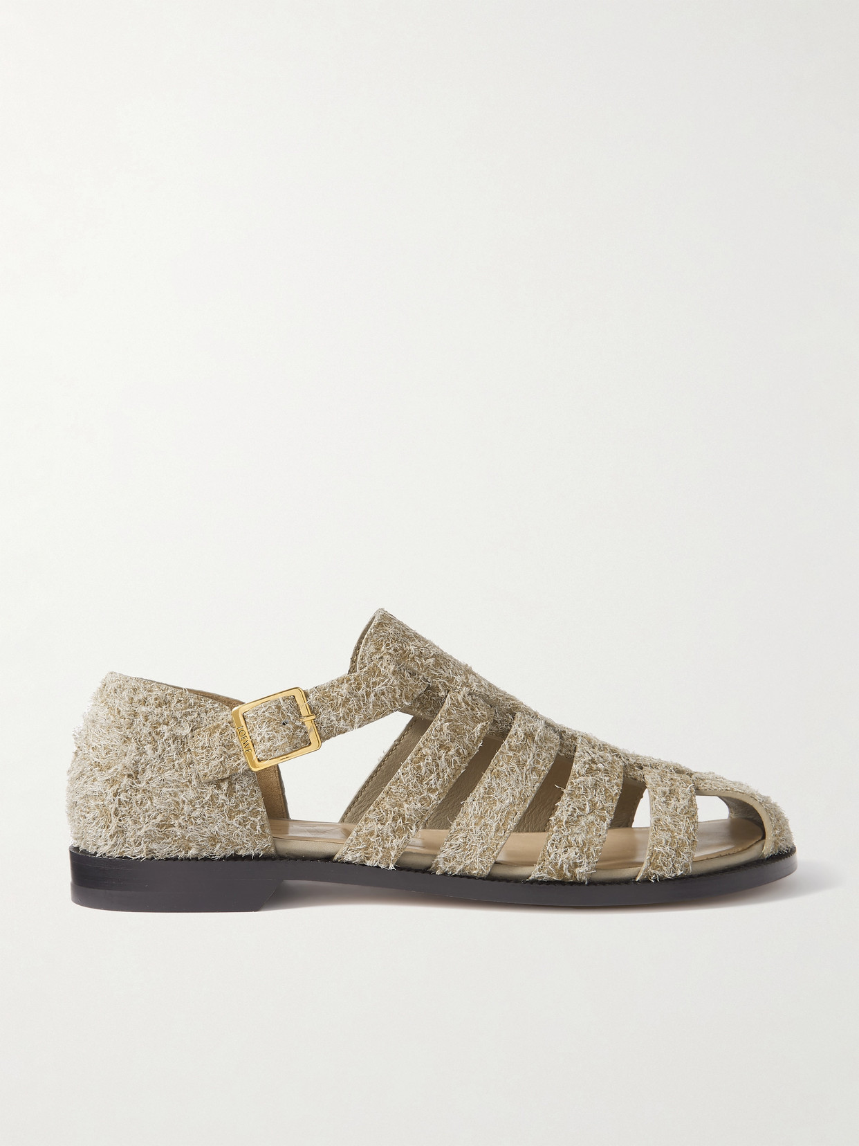 Loewe Campo Cutout Brushed-suede Sandals In Neutrals