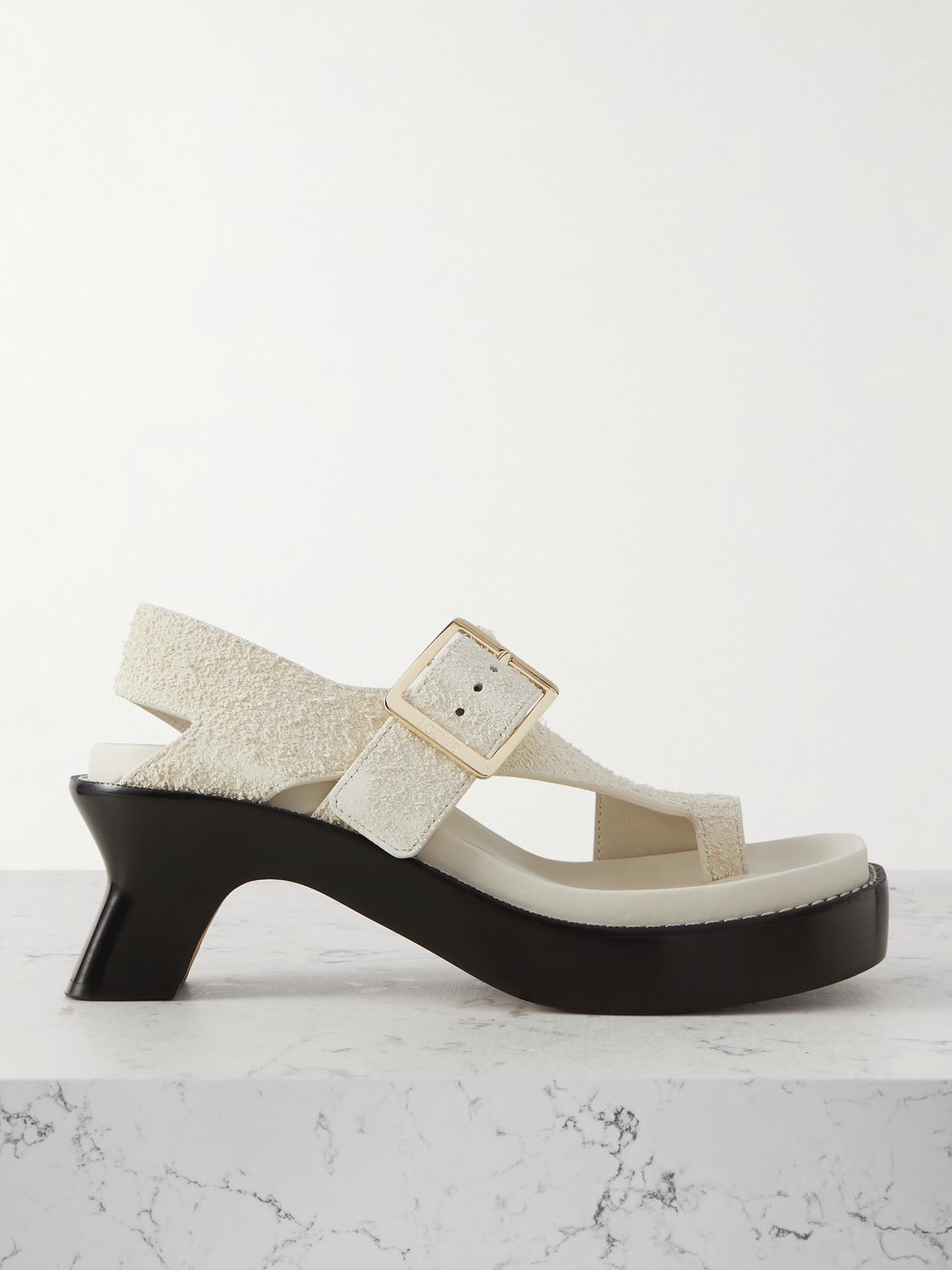 Loewe Ease Brushed-suede Sandals In White