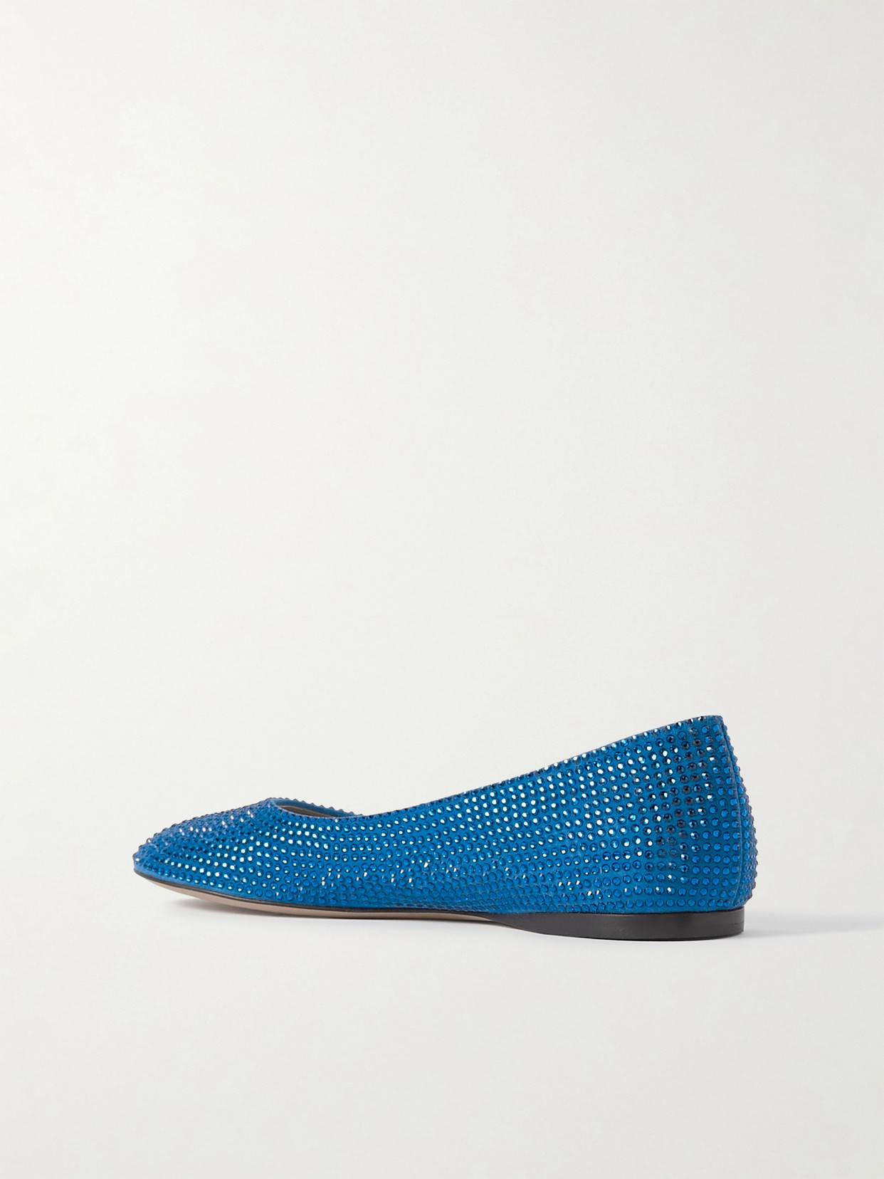 Shop Loewe Toy Crystal-embellished Suede Ballet Flats In Blue