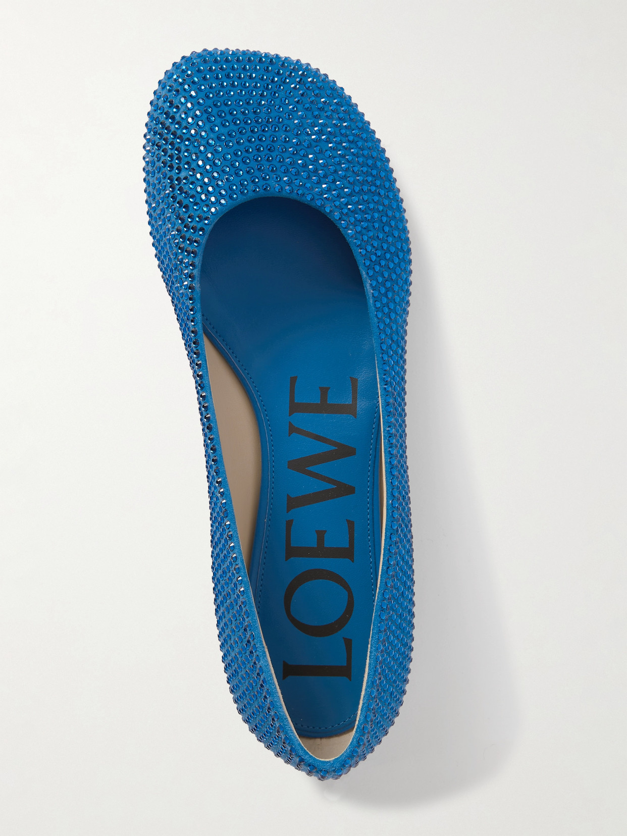 Shop Loewe Toy Crystal-embellished Suede Ballet Flats In Blue