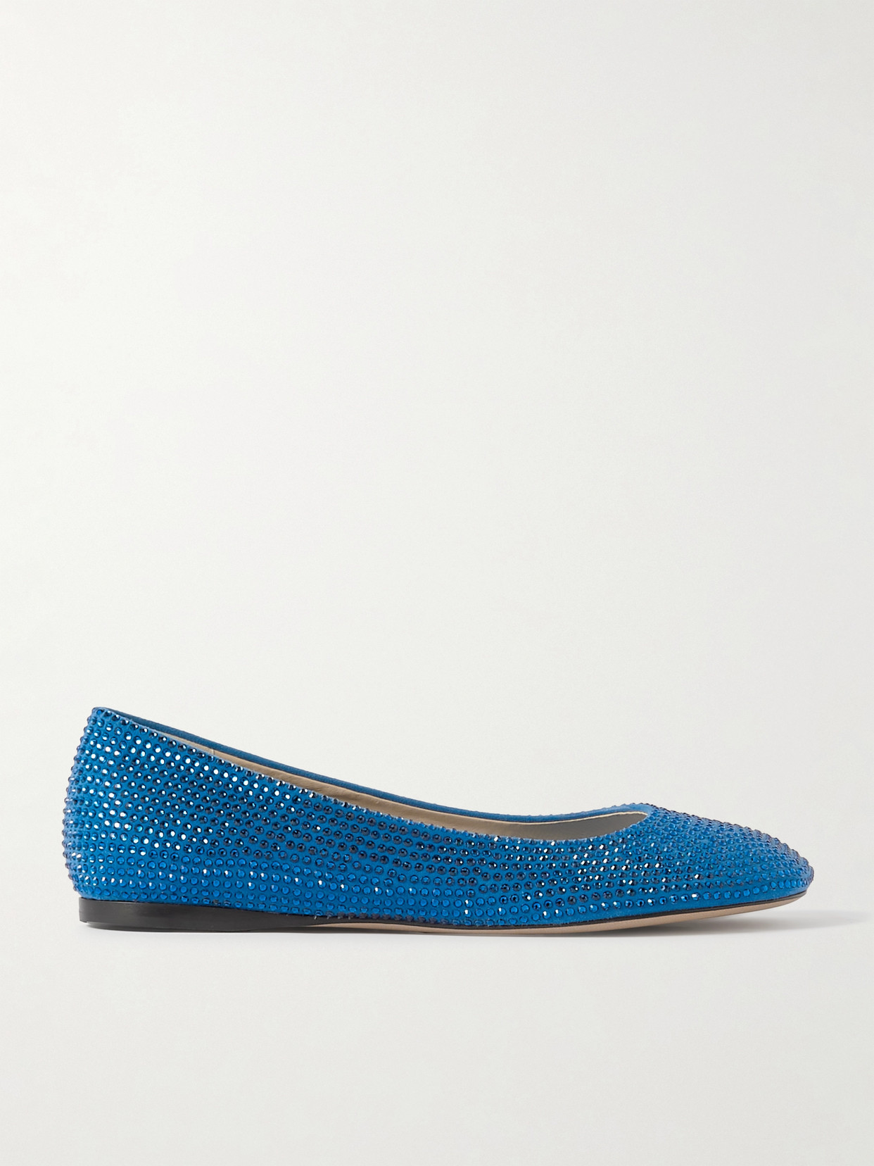 Shop Loewe Toy Crystal-embellished Suede Ballet Flats In Blue