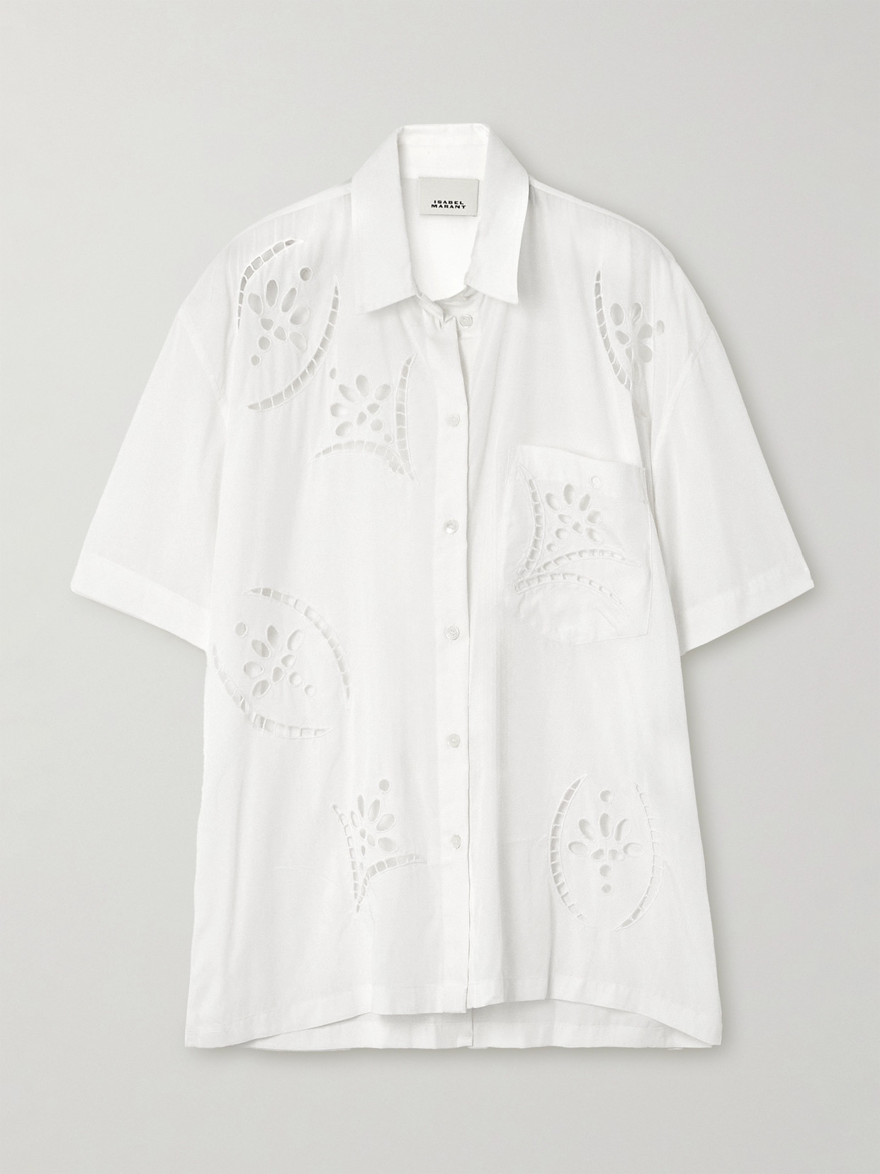 Isabel Marant Bilya Oversized Broiderie Anglaise Modal-blend Poplin Shirt In White