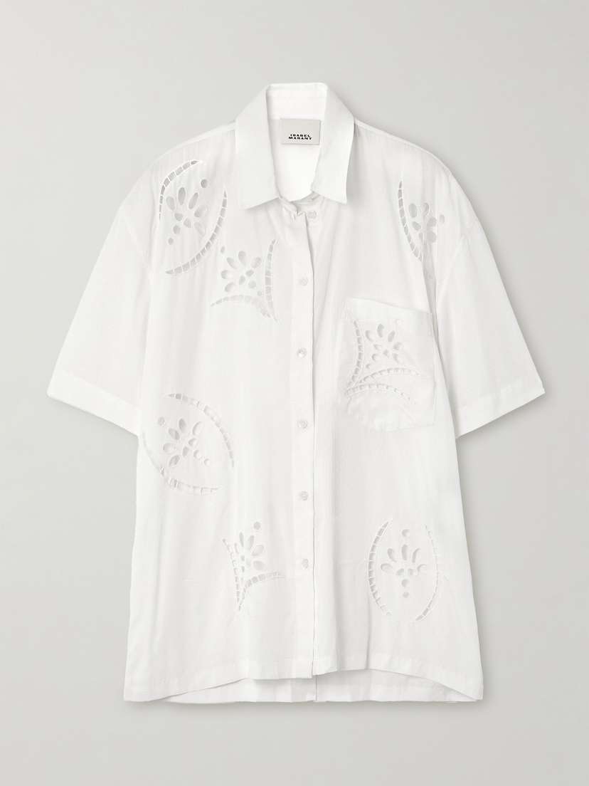 Isabel Marant Bilya Oversized Broiderie Anglaise Modal-blend Poplin Shirt