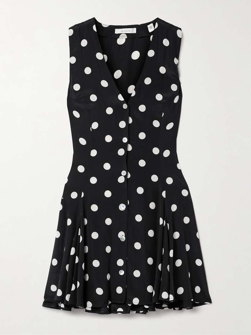DÔEN Aubrey Polka-dot Silk-blend Mini Dress - xx large