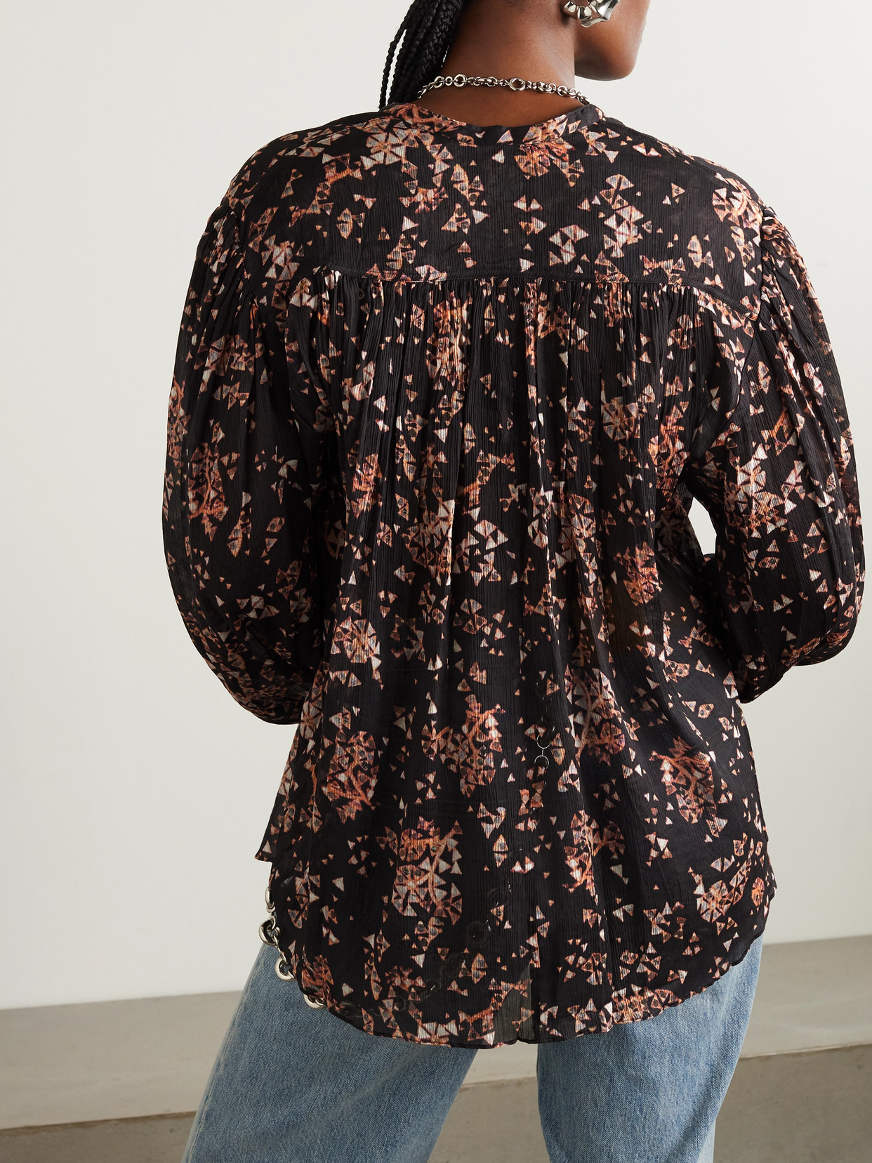 Isabel Marant Kiledia Printed Cotton And Silk-blend Crepe Blouse In Black