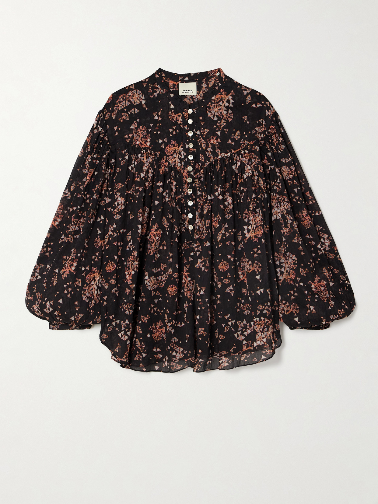 Isabel Marant Kiledia Printed Cotton And Silk-blend Crepe Blouse In Black