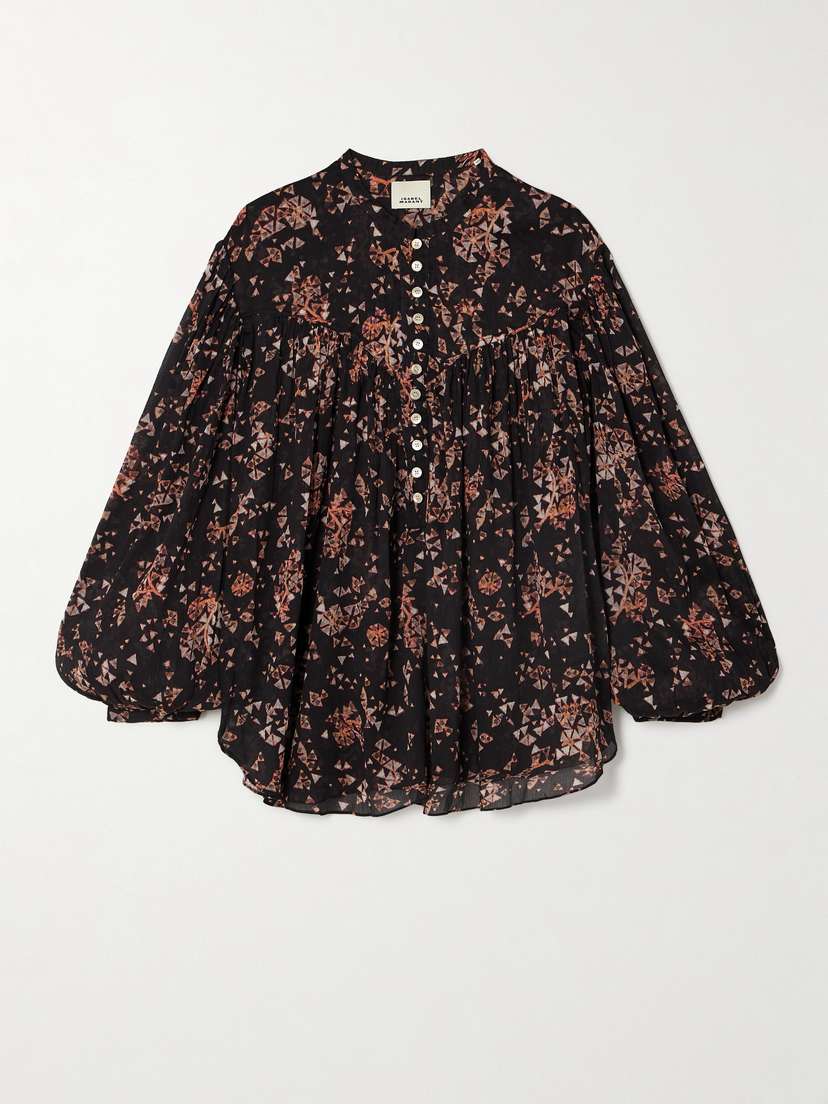 Isabel Marant Kiledia Printed Cotton And Silk-blend Crepe Blouse