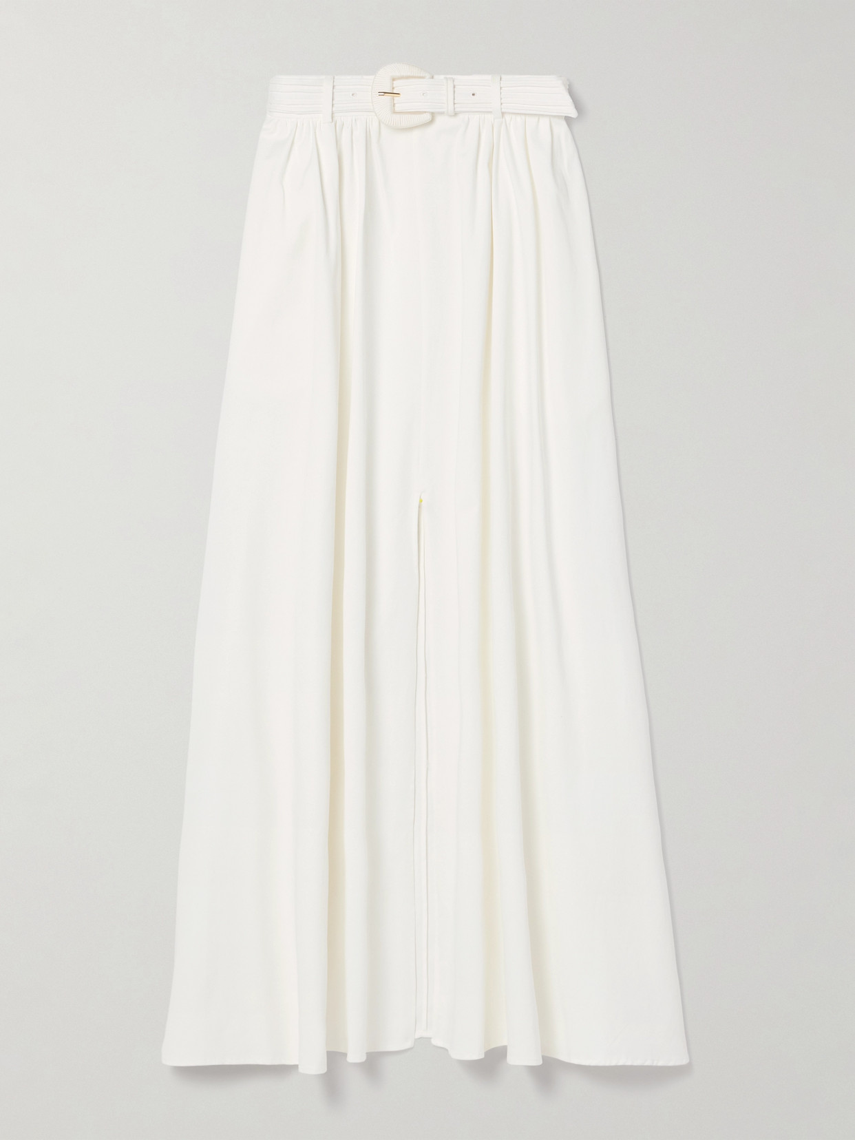 Saloni Judi Belted Cotton-blend Poplin Maxi Skirt In White