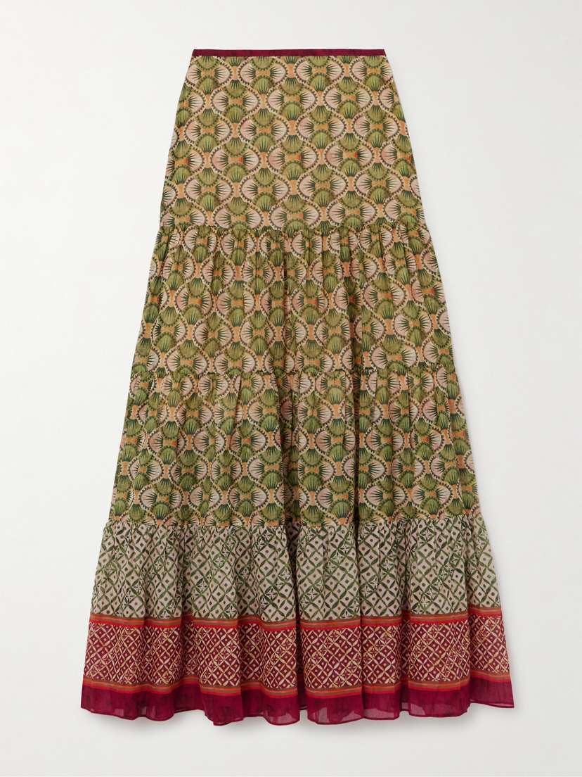 Saloni Isabel Printed Cotton Maxi Skirt
