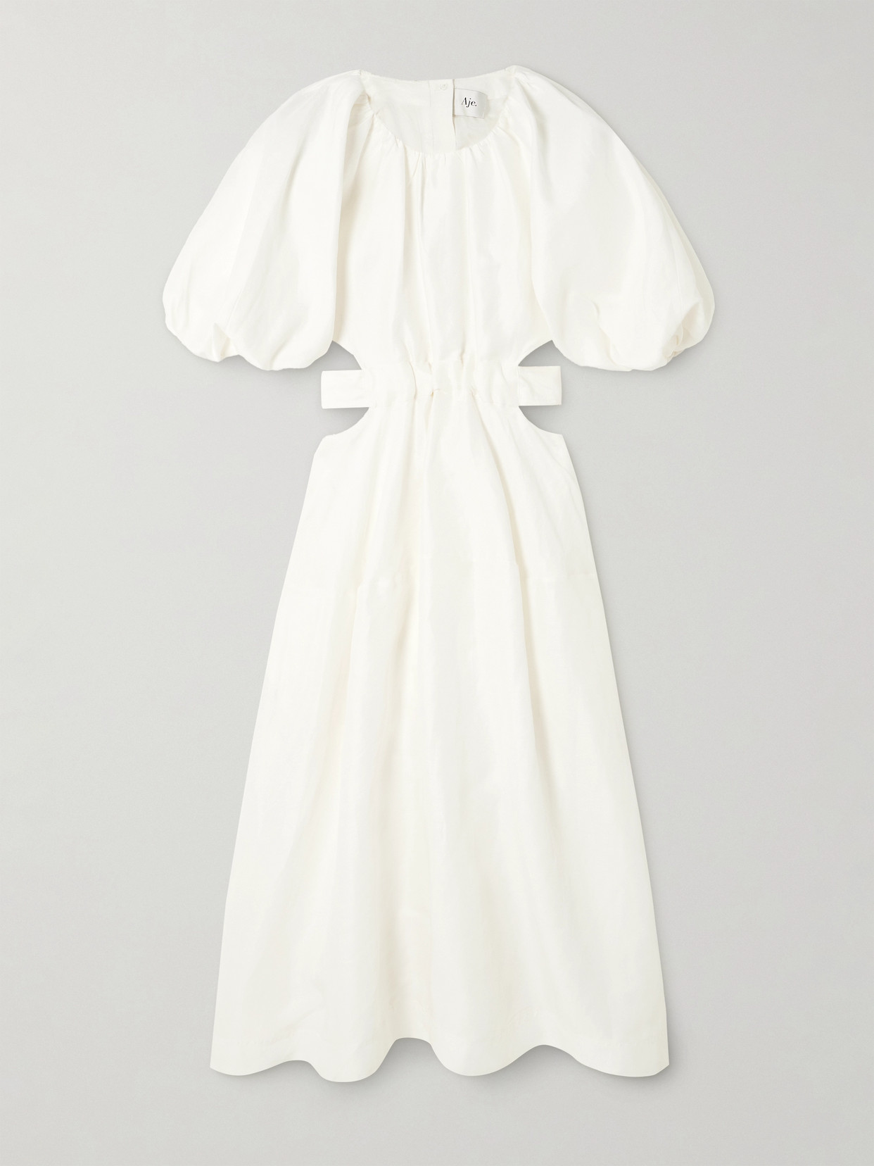Aje - Mimosa Cutout Gathered Linen-blend Midi Dress - Ivory