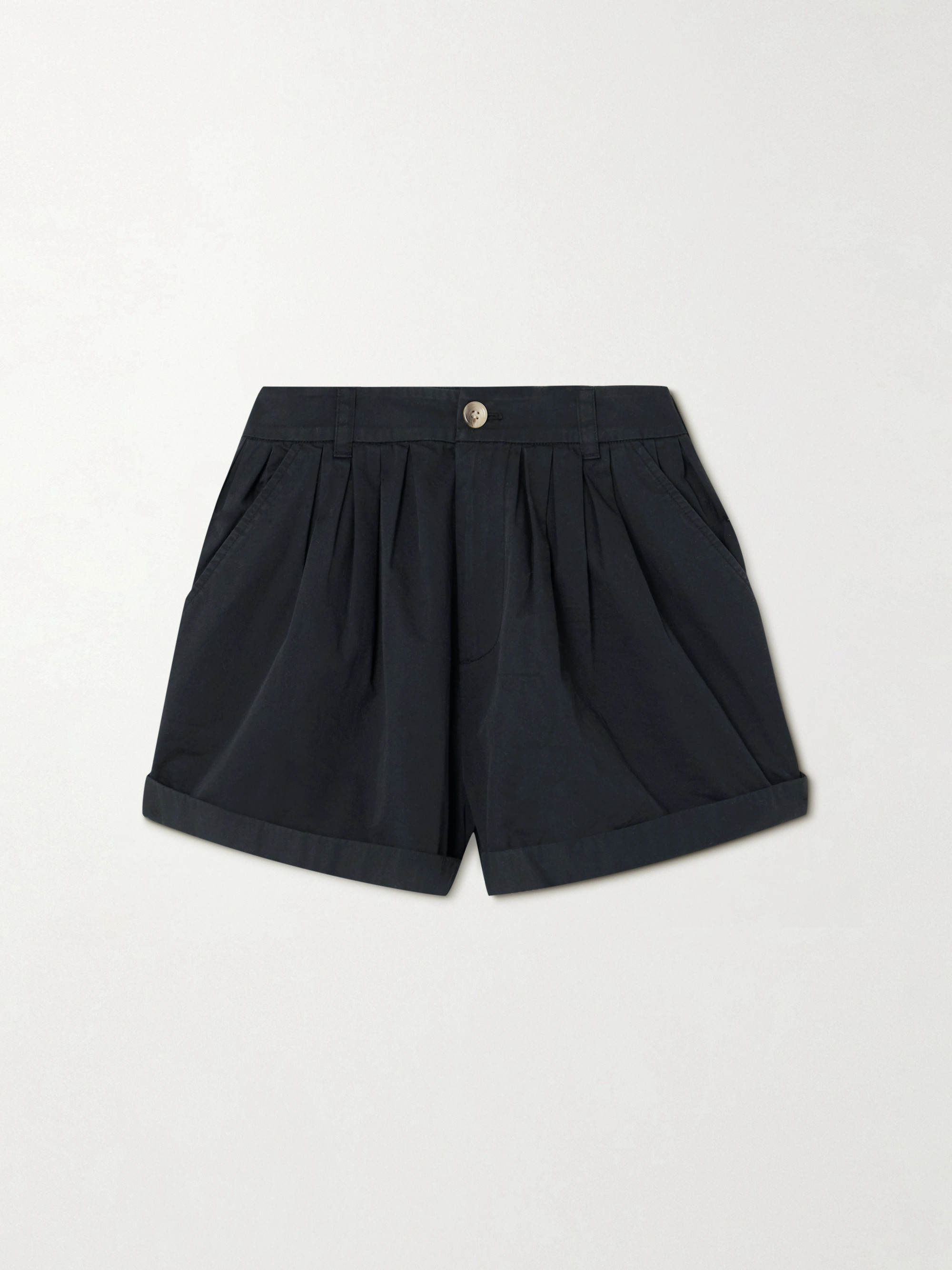 Dôen Paige pleated organic cotton-poplin shorts