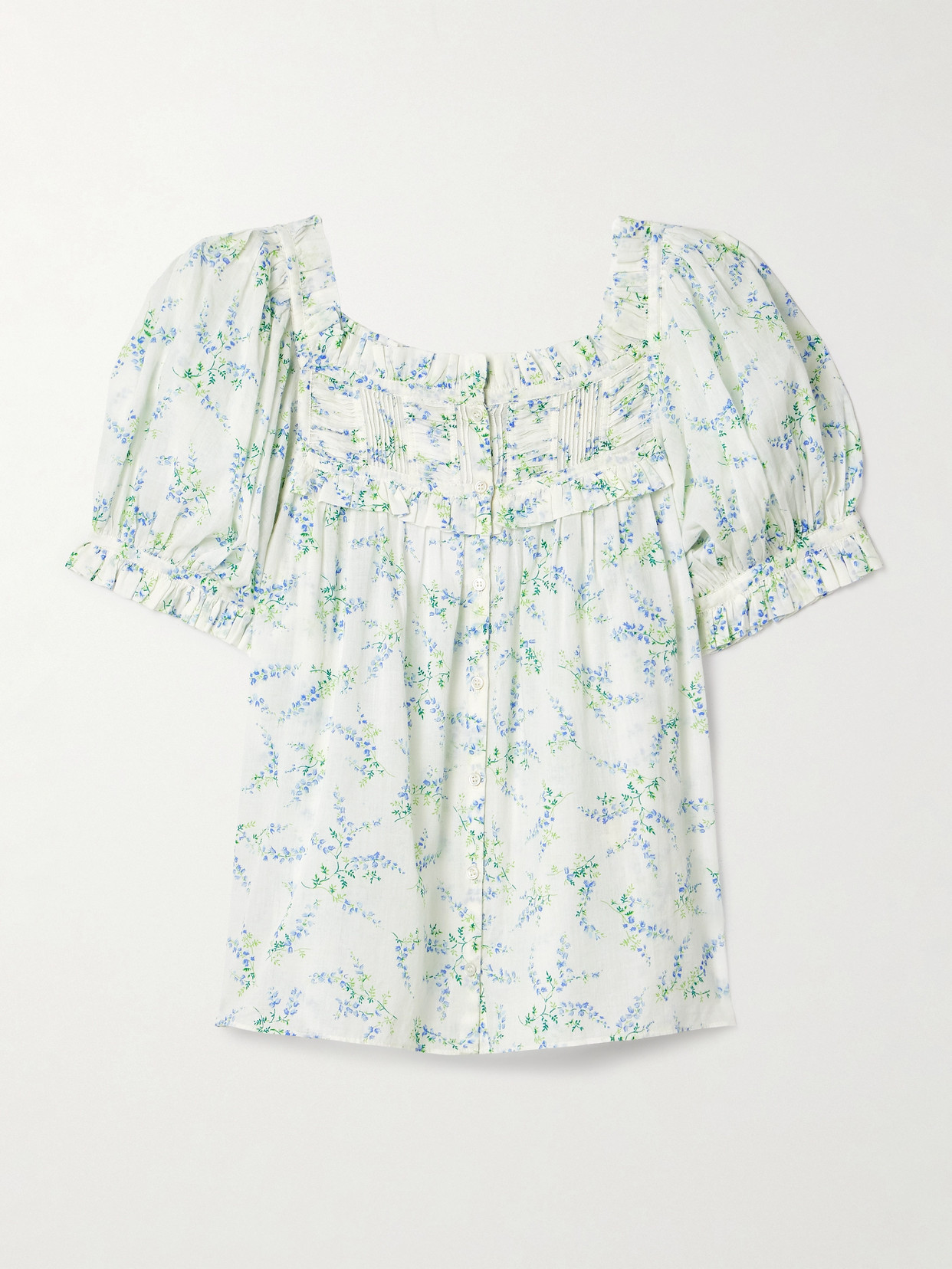 DOEN FARLEY FLORAL-PRINT ORGANIC COTTON-BLEND VOILE TOP