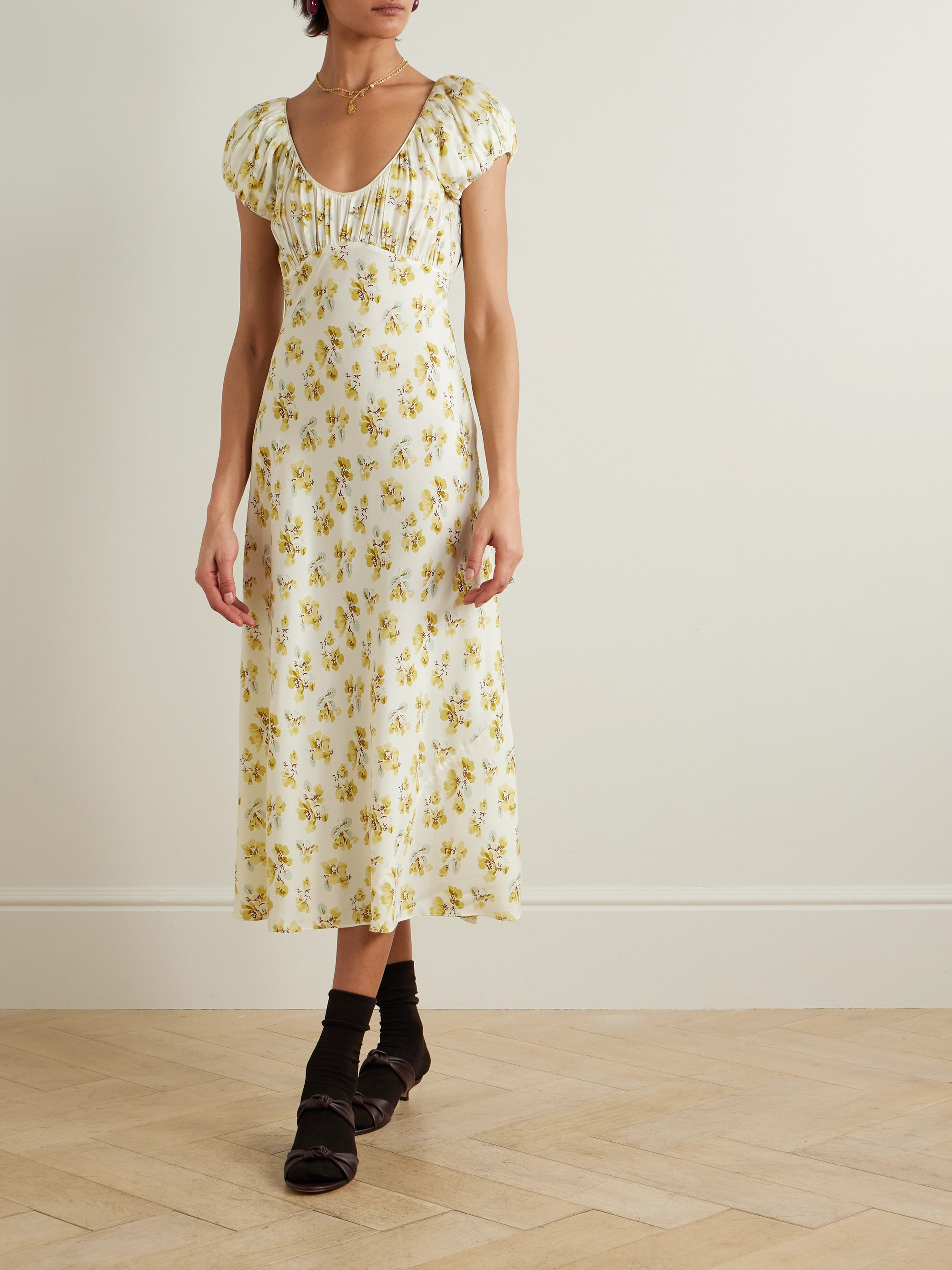 Dôen Florencia floral-print silk-blend midi dress