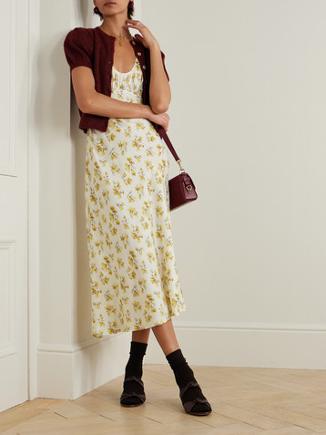 Dôen Florencia floral-print silk-blend midi dress
