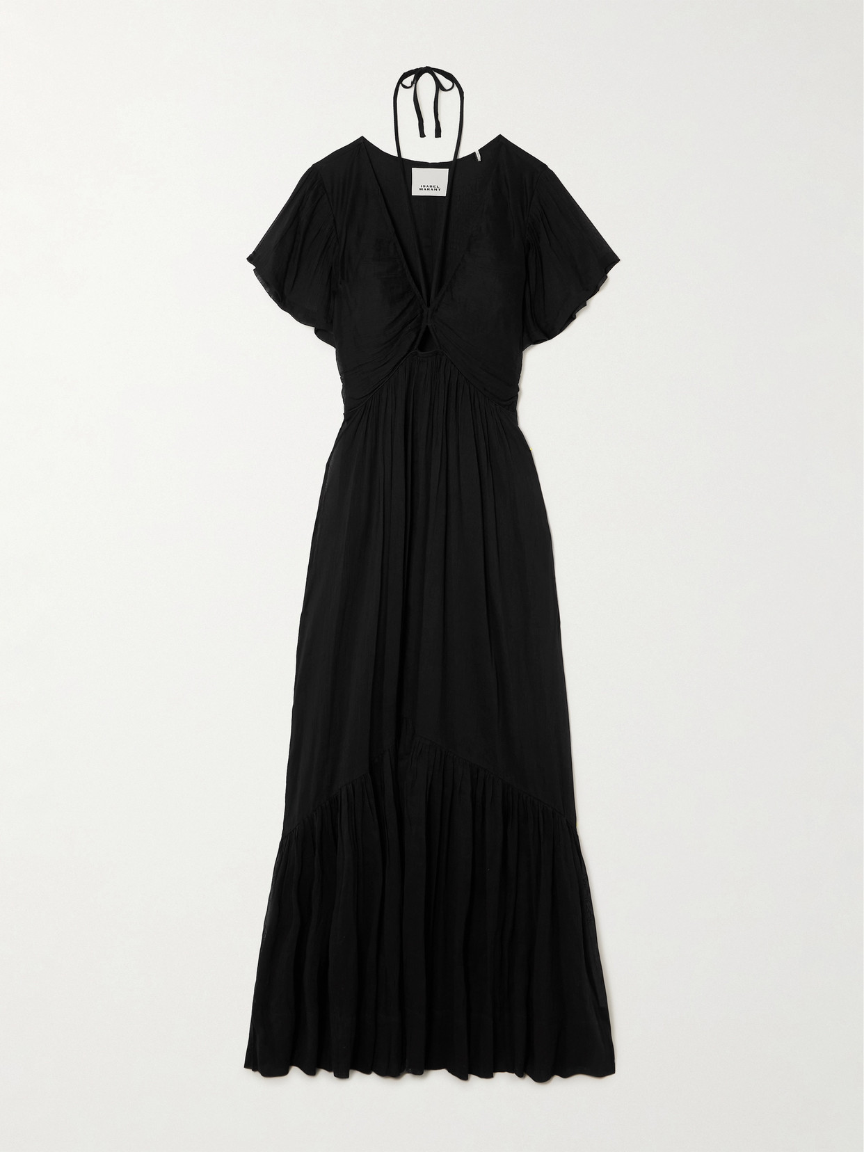 Isabel Marant Agathe Tiered Cotton And Silk-blend Crepon Maxi Dress In Black