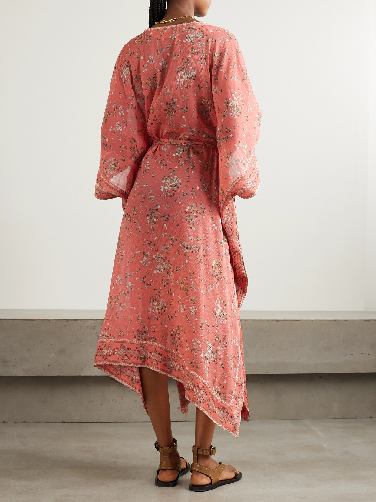 Isabel Marant Amira Printed Cotton-blend Kaftan Dress In Orange