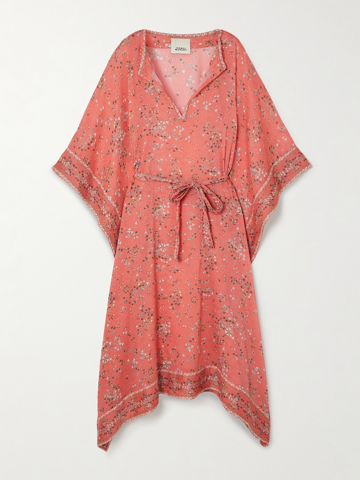 Shop Isabel Marant Amira Printed Cotton And Silk-blend Chiffon Midi Dress In Orange