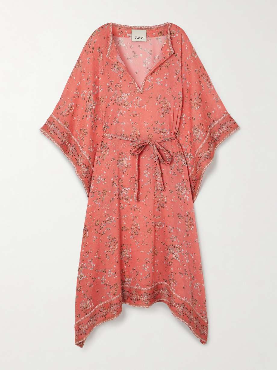 amira printed cotton and silk-blend chiffon midi dress