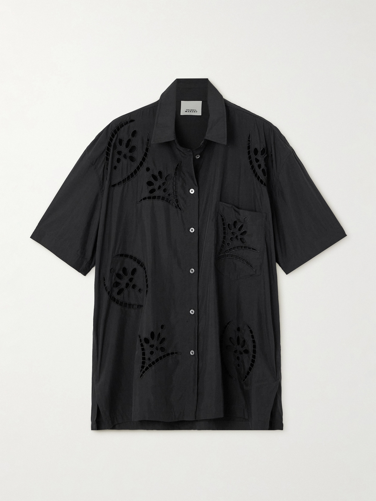 Isabel Marant Bilya Oversized Broderie Anglaise Modal-blend Shirt In Black