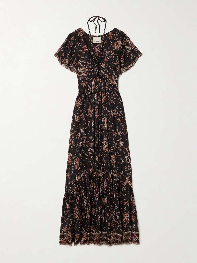 Isabel Marant Agathe Tiered Printed Cotton And Silk-blend Crepon Halterneck Maxi Dress