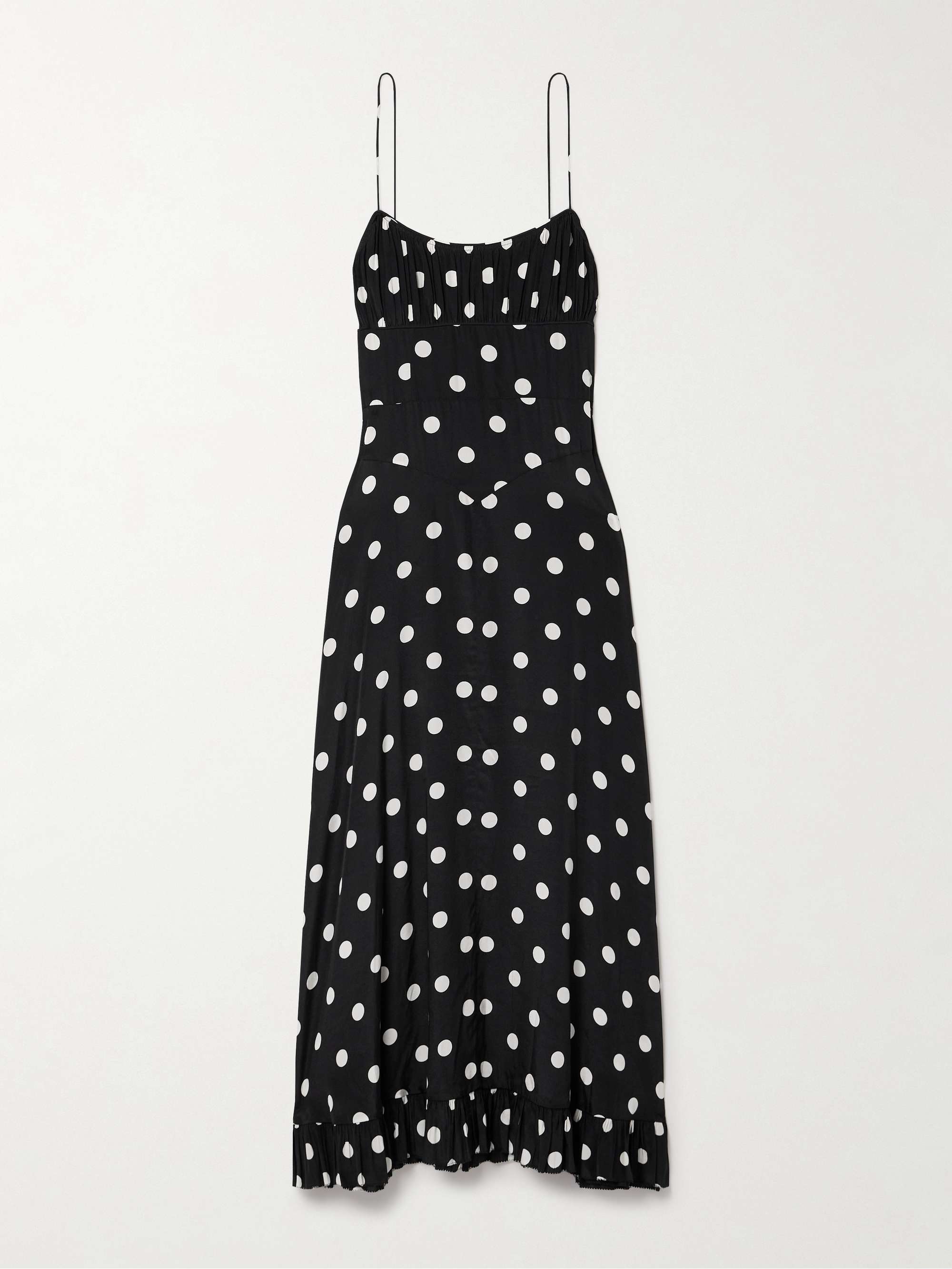 den rosaria polka dot silk blend midi dress DEN