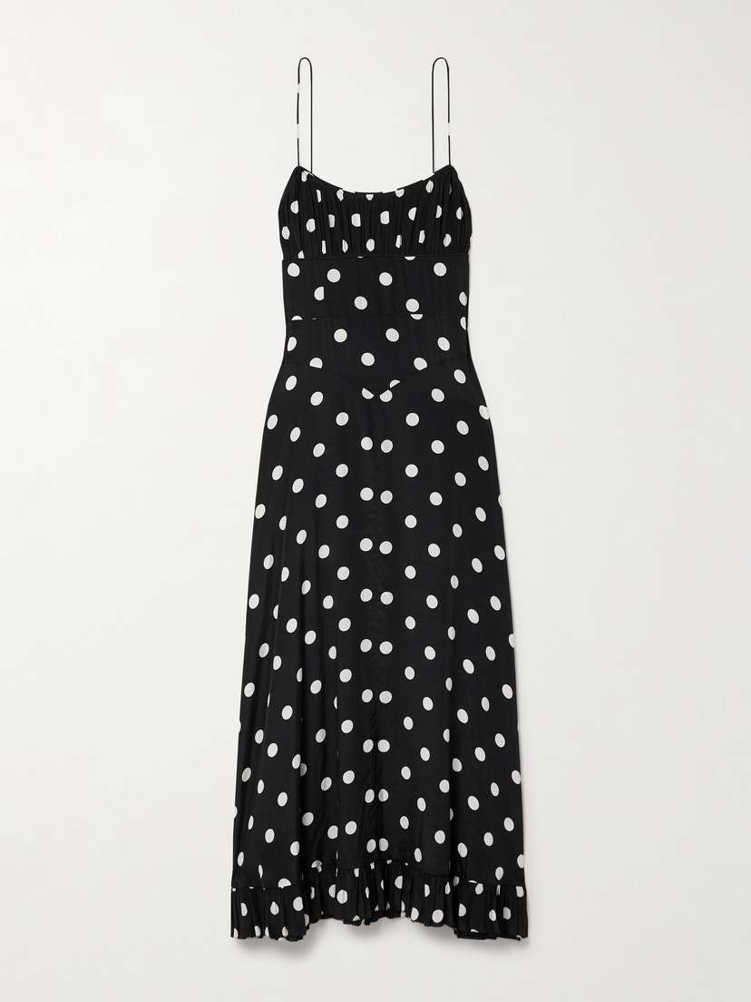 DÔEN Rosaria Polka-dot Silk-blend Midi Dress - xx large