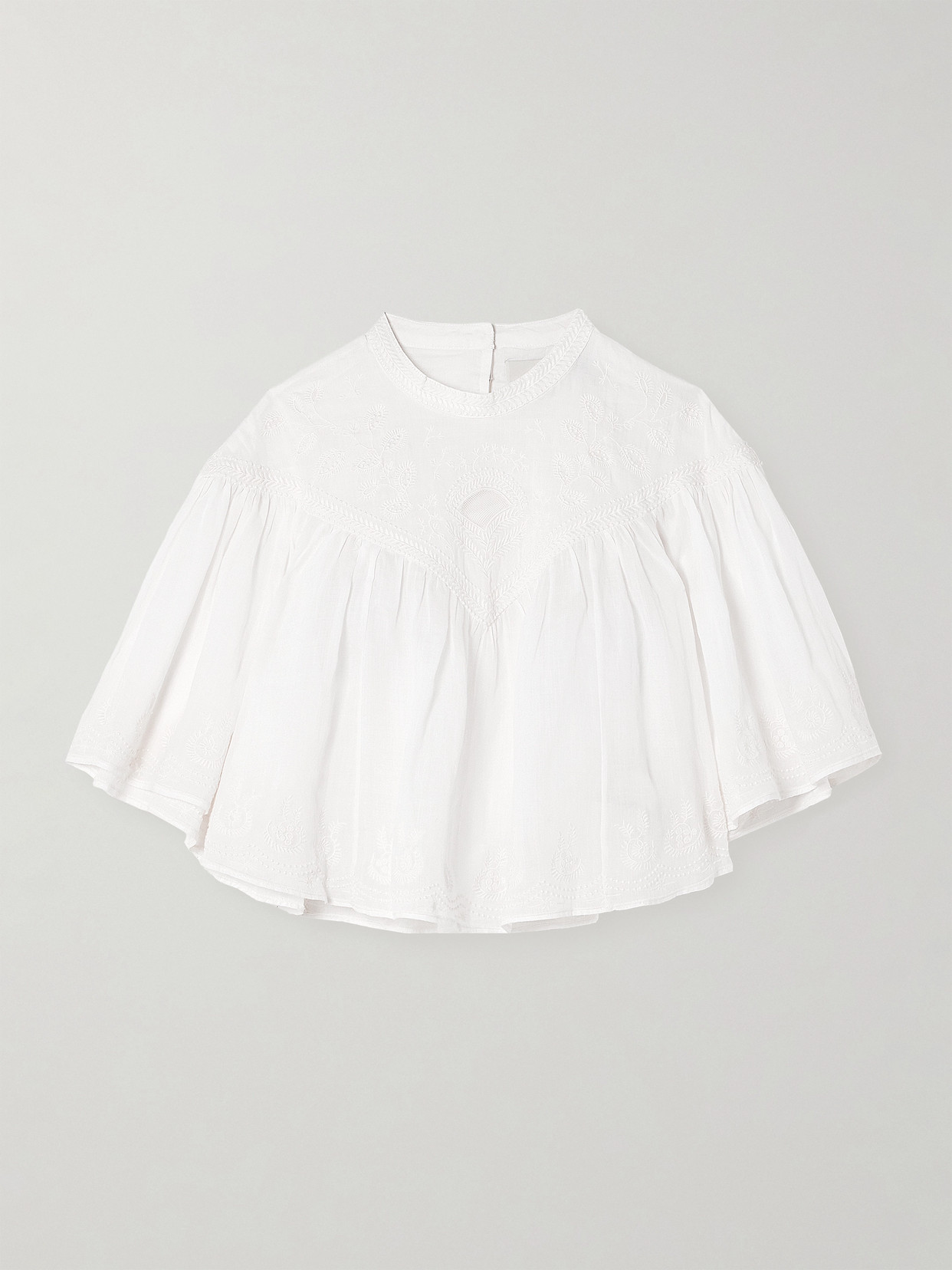 Isabel Marant Elodia Embroidered Ramie Blouse In White