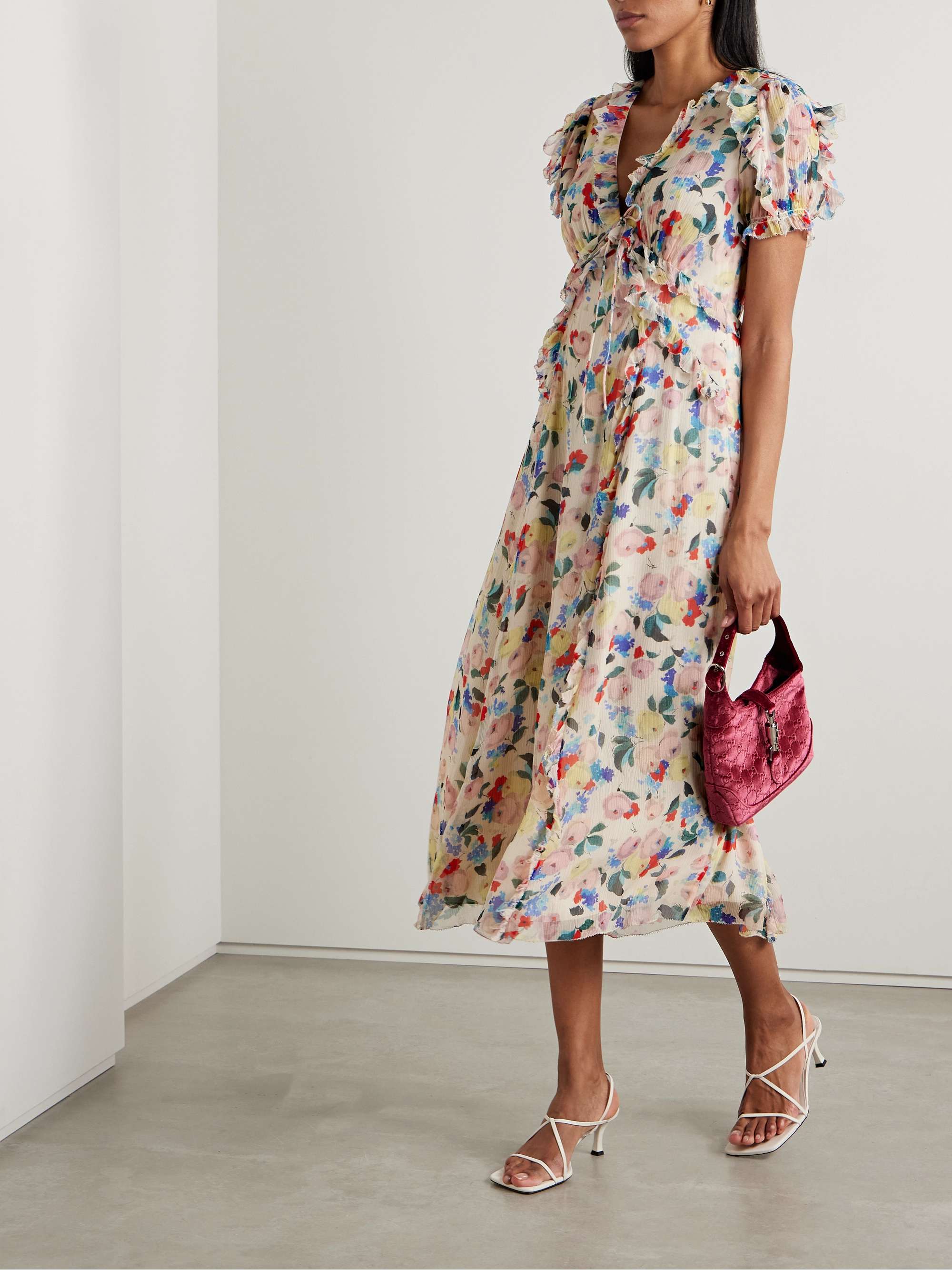 Silky floral dress deals