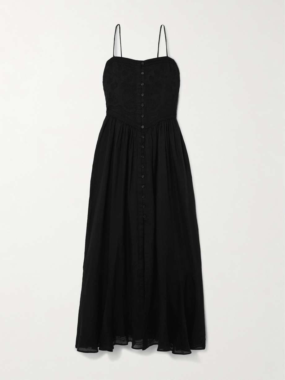 erika embroidered ramie midi dress