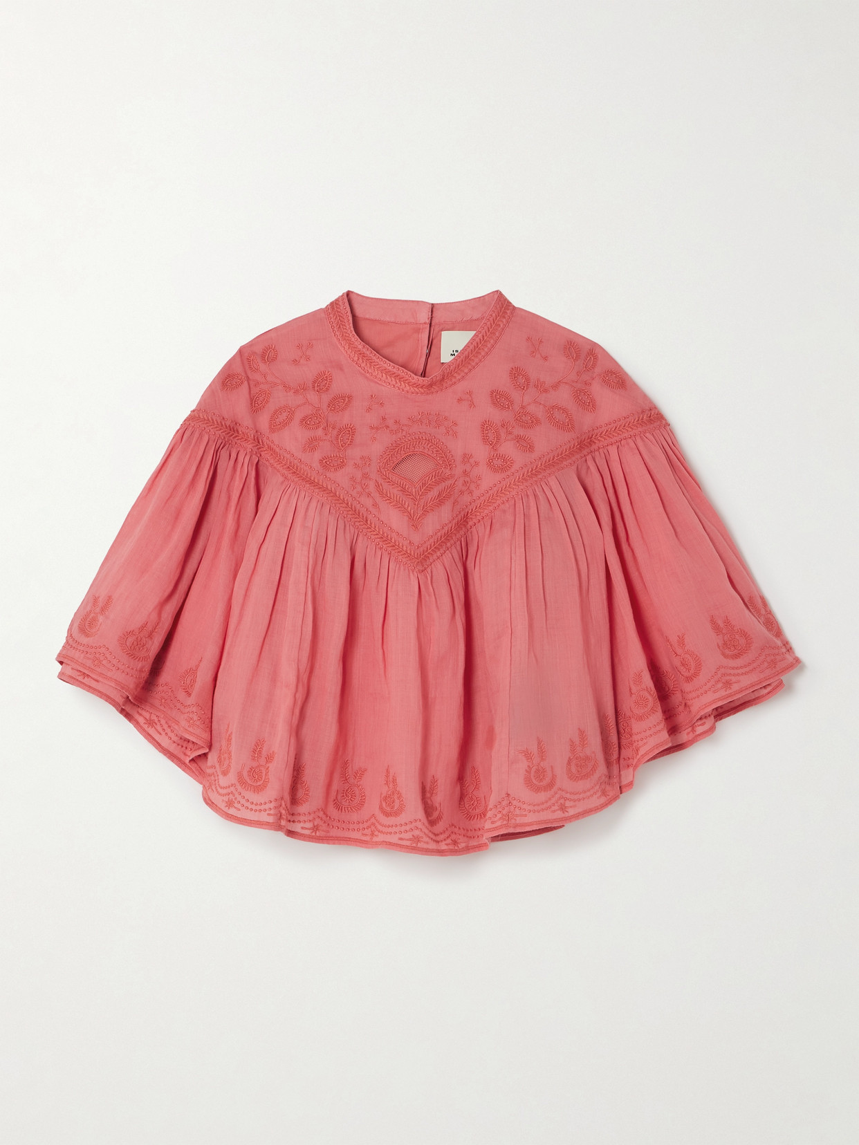 Isabel Marant Elodia Embroidered Ramie Blouse In Orange