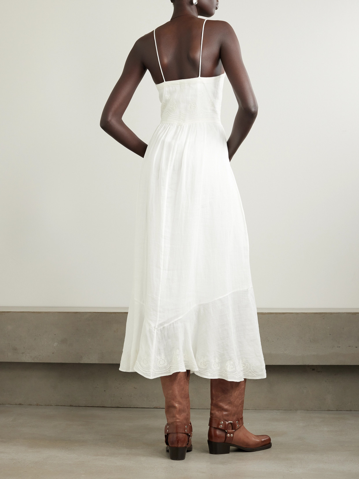Isabel Marant Erika Embroidered Sleeveless Maxi Dress In White
