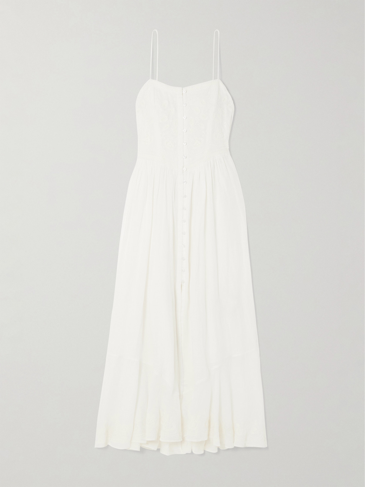 Isabel Marant Erika Embroidered Ramie Midi Dress In White