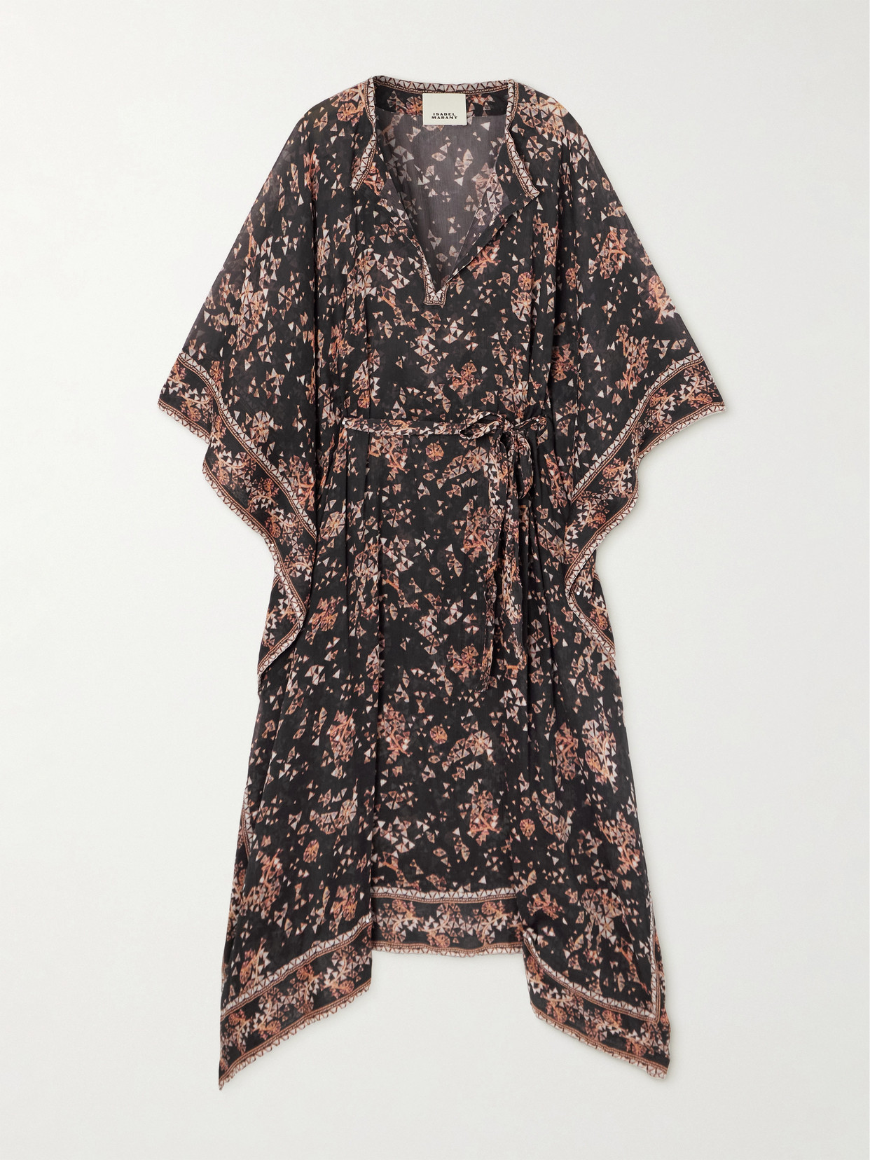 Shop Isabel Marant Amira Printed Cotton And Silk-blend Chiffon Midi Dress In Black