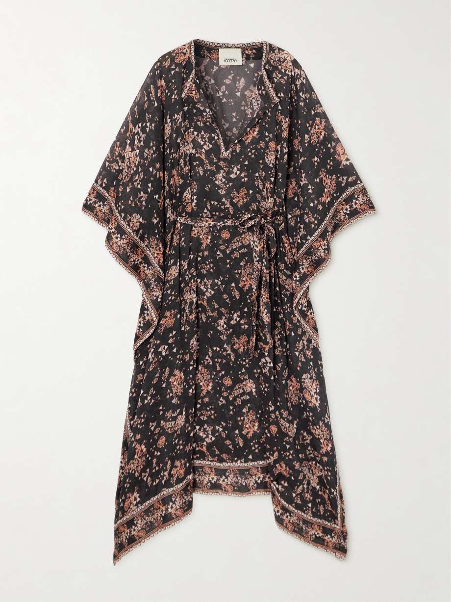 amira printed cotton and silk-blend chiffon midi dress