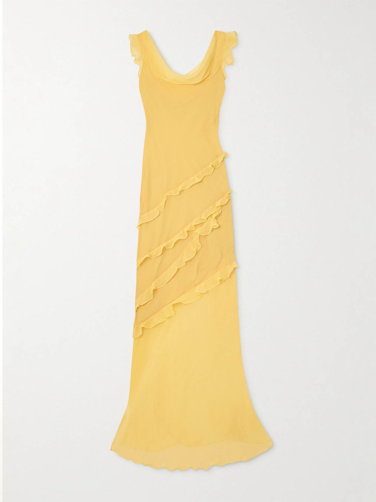 Saloni - Renu Ruffle-trimmed Silk-blend Chiffon Maxi Dress - Yellow