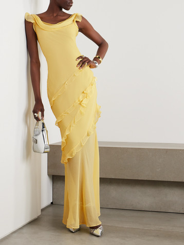 Saloni Renu ruffle-trimmed silk-blend chiffon maxi dress