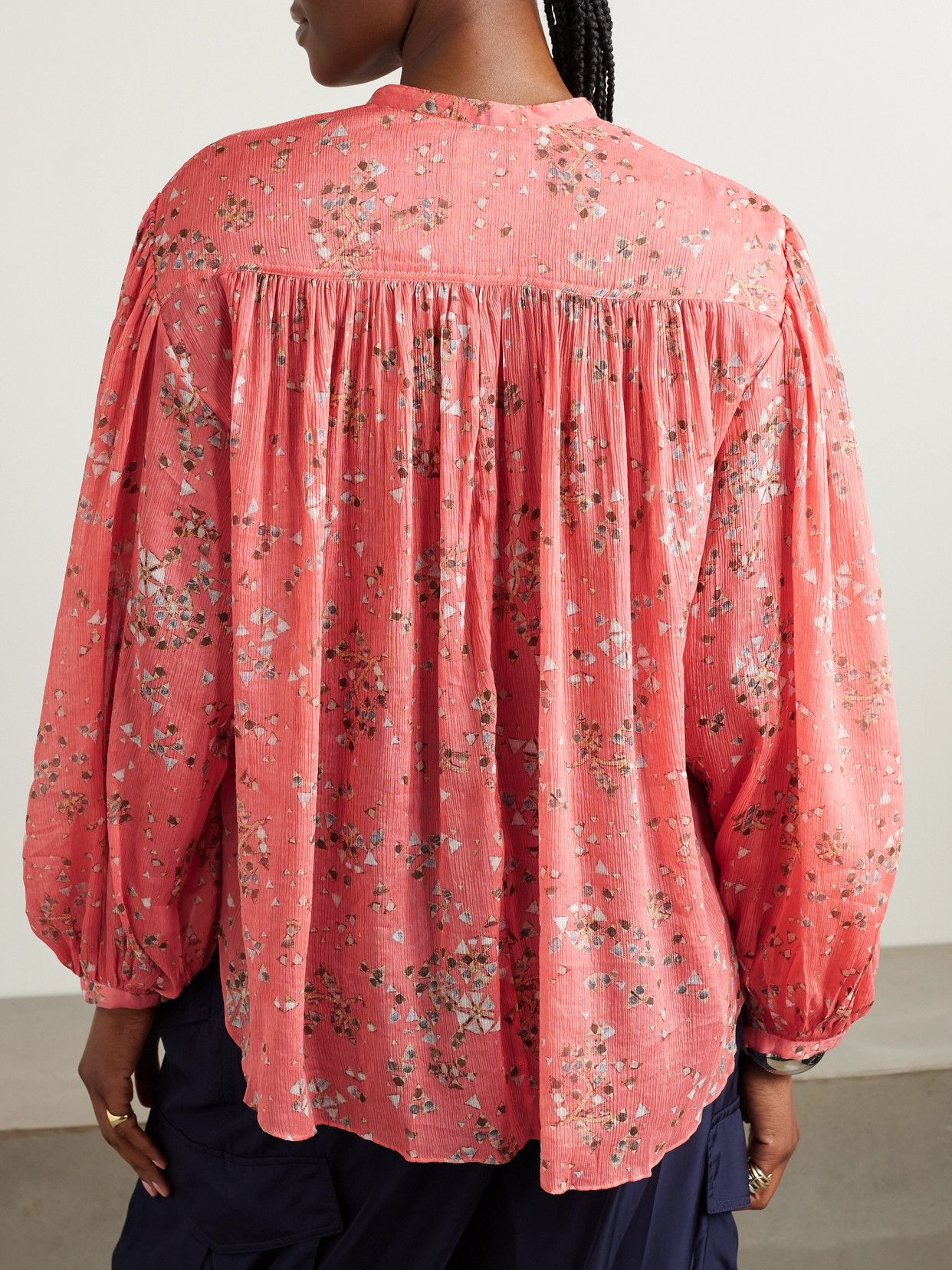 Isabel Marant Kiledia Printed Cotton And Silk-blend Crepe Blouse In Orange