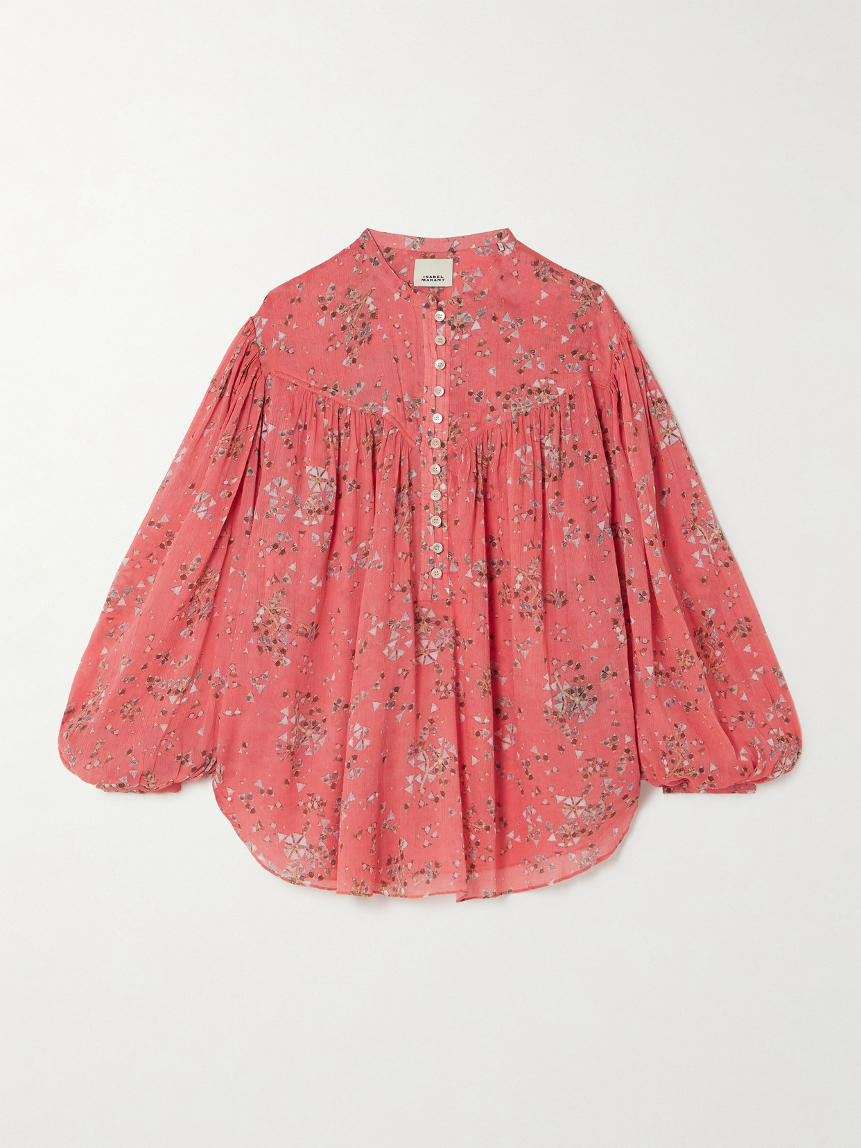 Isabel Marant - Kiledia Printed Cotton And Silk-blend Crepe Blouse - Coral