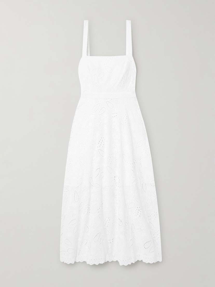 Saloni Aubrey C Broderie Anglaise Cotton Midi Dress