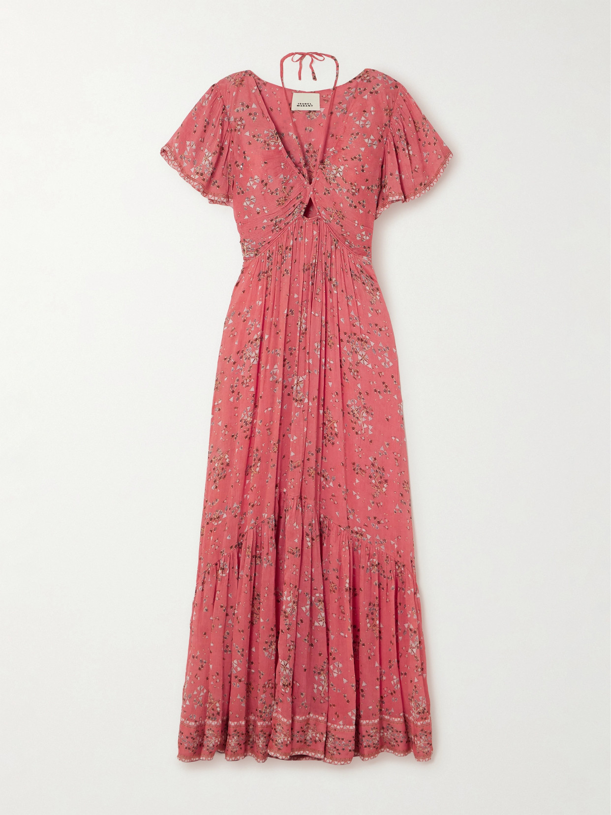 Isabel Marant Agathe Tiered Floral-print Cotton And Silk-blend Crepon Maxi Dress In Orange