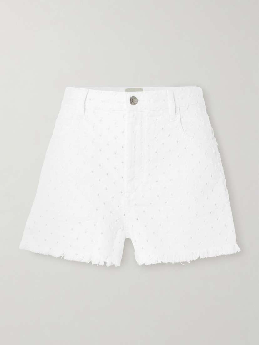 Isabel Marant Lesia Frayed Perforated Denim Shorts