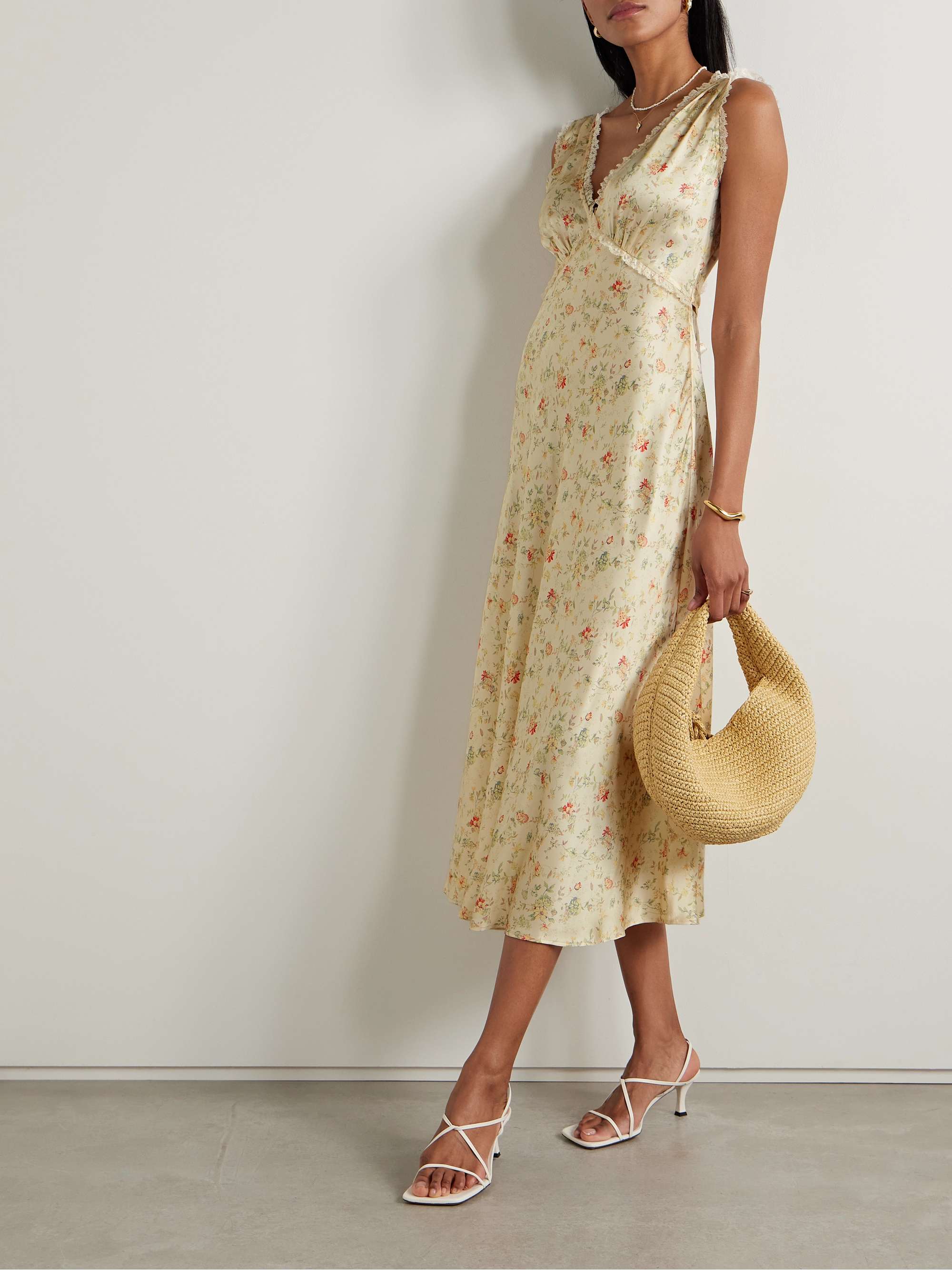 Lace Trimmed Floral Dress Size
