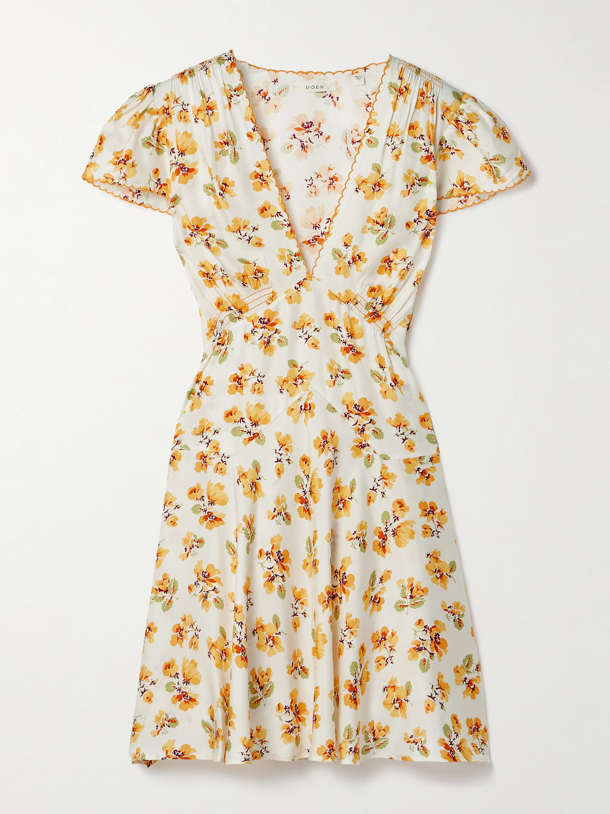DÔEN - Dianne Floral-print Silk-blend Twill Mini Dress - Orange