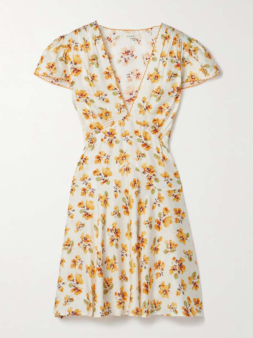 DÔEN Dianne Floral-print Silk-blend Twill Mini Dress