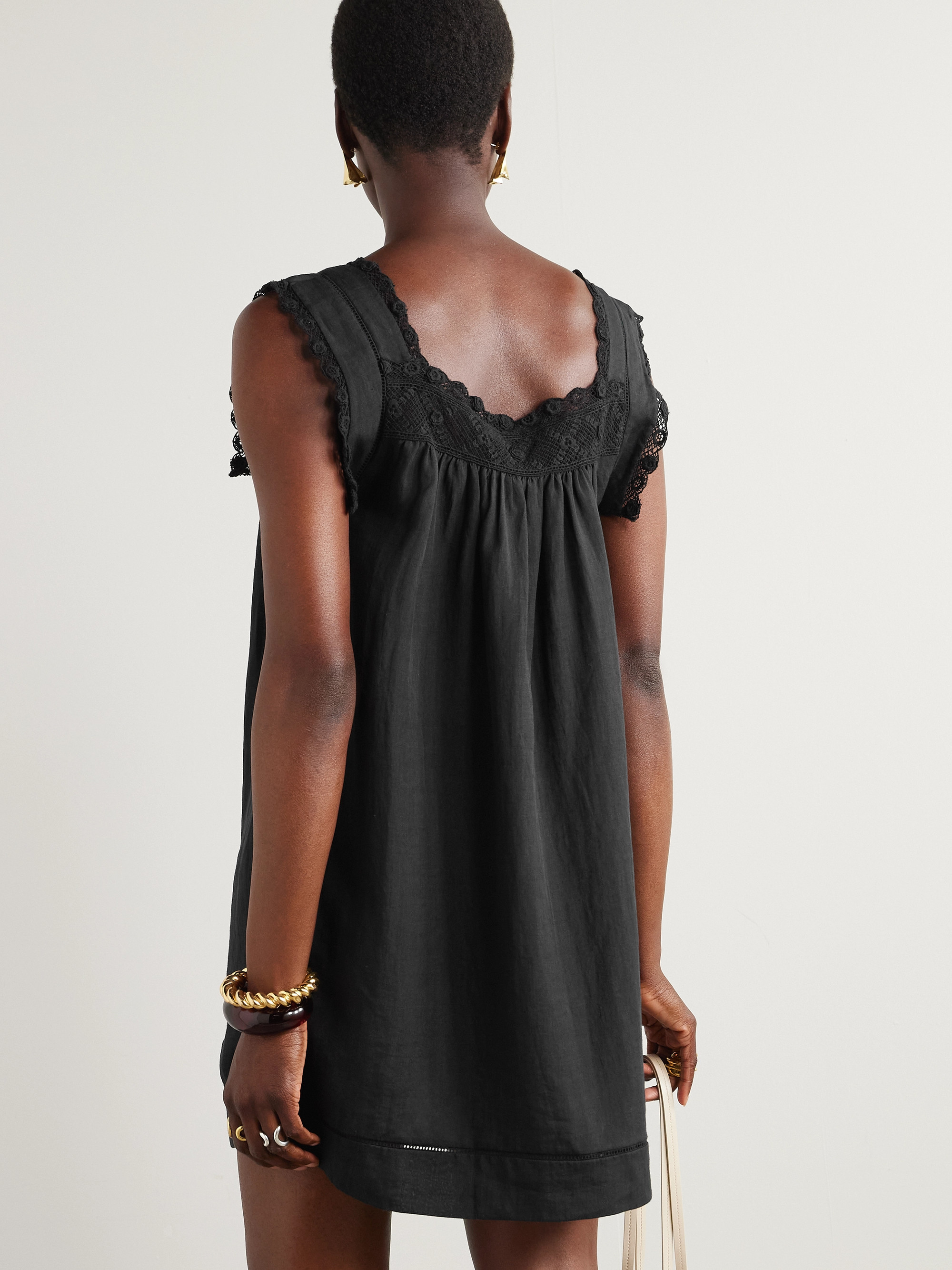 Dôen Almadia crochet-trimmed ramie mini dress