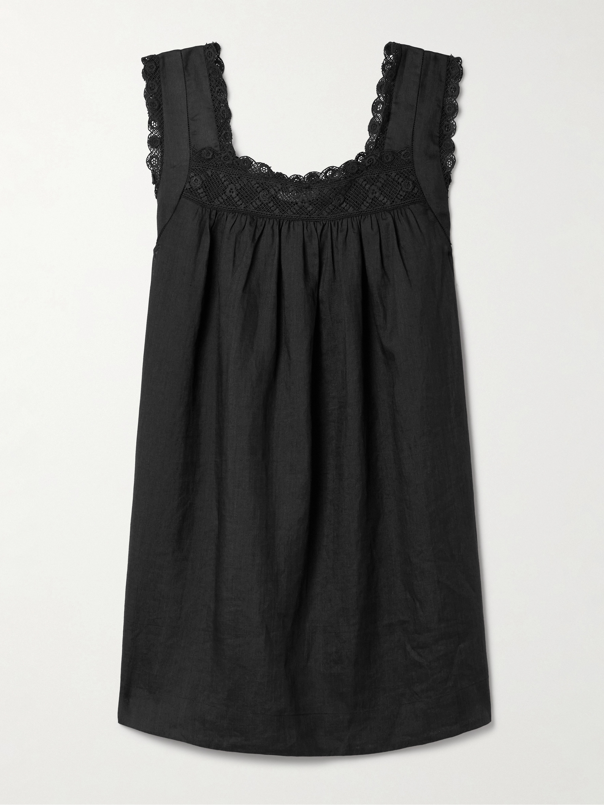 Dôen Almadia crochet-trimmed ramie mini dress