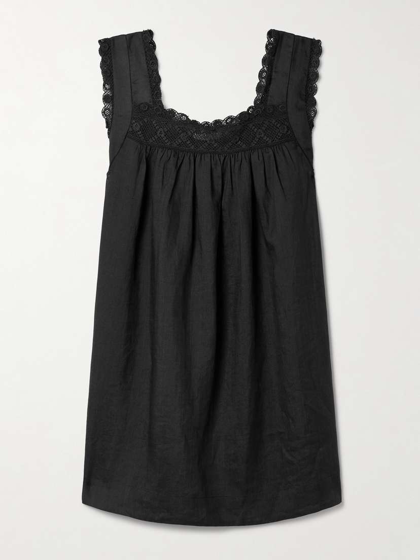 DÔEN Almadia Crochet-trimmed Ramie Mini Dress