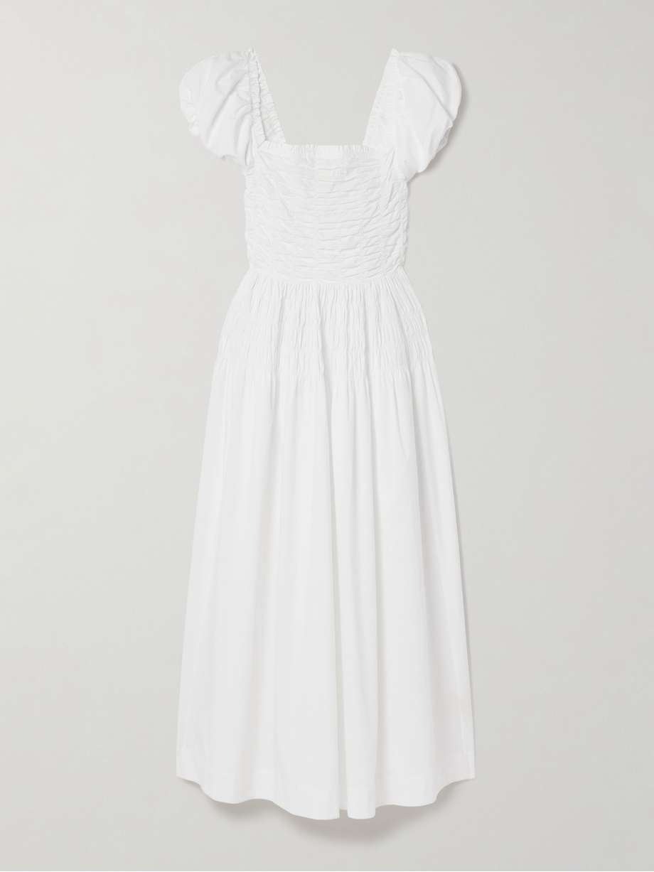 katherina shirred cotton-voile midi dress
