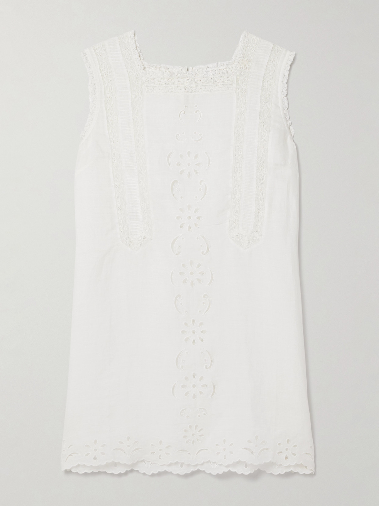 DÔEN - Lua Broderie Anglaise Ramie Mini Dress - White