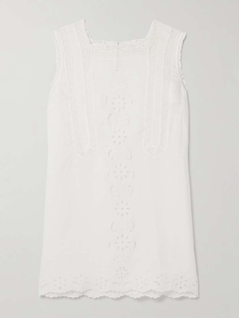 DÔEN Lua Broderie Anglaise Ramie Mini Dress - x large
